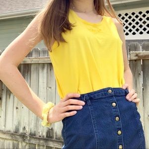 Separate issue yellow flower embroidery  tank top